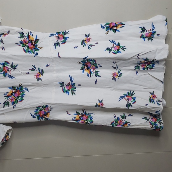 Topshop Ivory Floral Print Short Sleeve Dress 6 - Picture 3 of 6